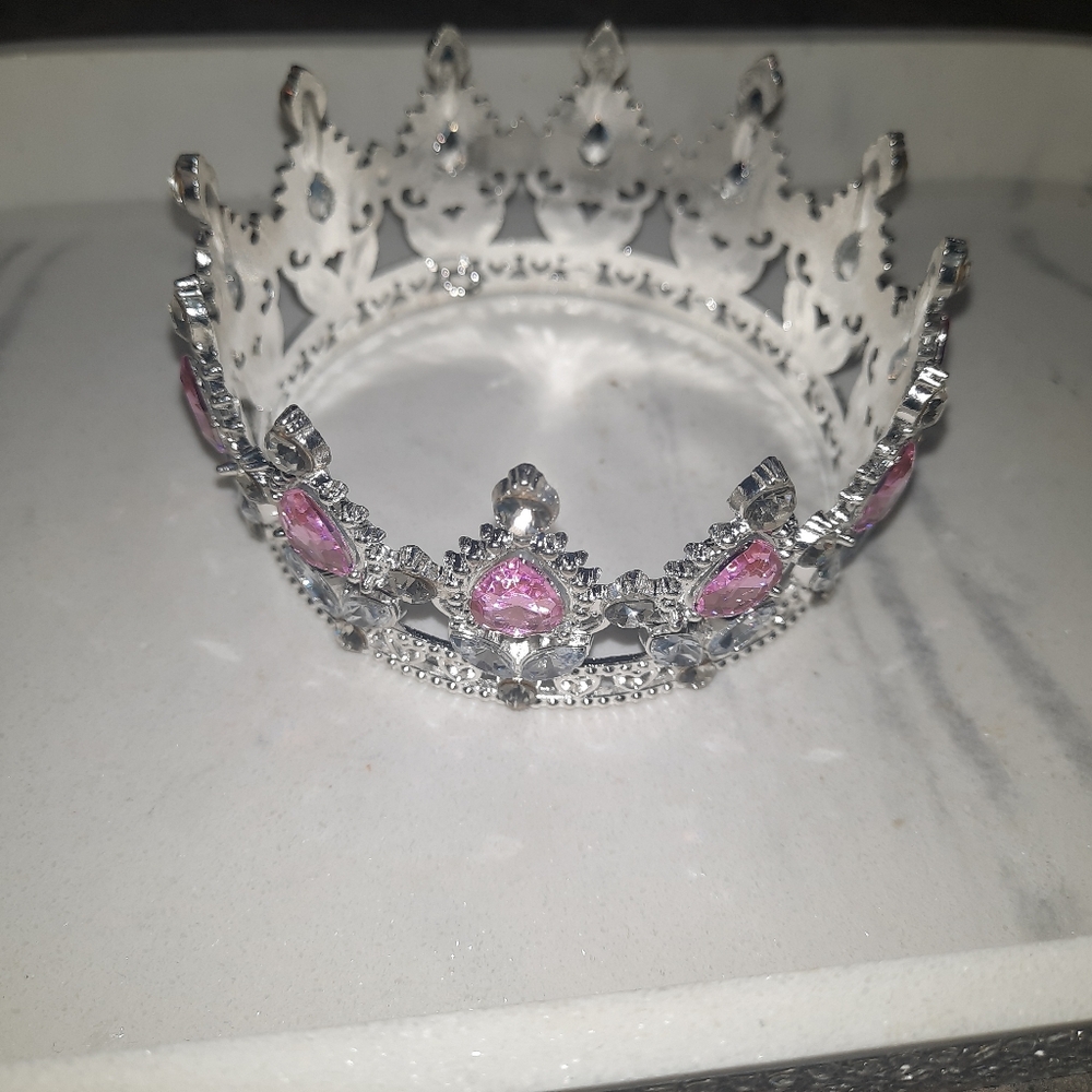 Elegant Silver and Pink Crown - Picture 1 of 4